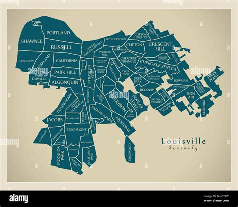 Modern City Map Louisville Kentucky City Of The Usa With