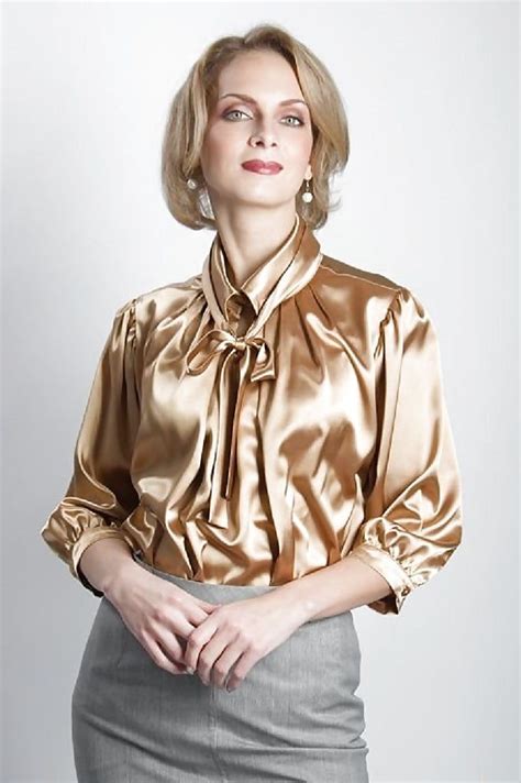Pin By Robert Schweizer On Bluse Satin Blouses Gold Blouse Outfit