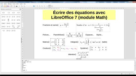 Créer Des équations Avec Libreoffice Math Formules Version 7 Youtube