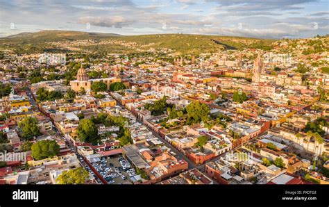 Aerial View Of On Of The Many Narrow Roads In San Miguel De Allende