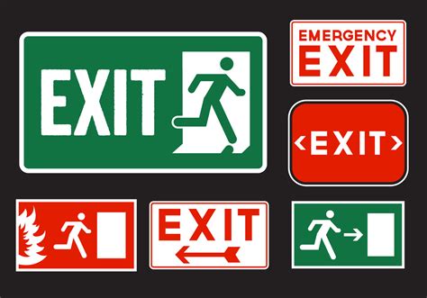 Emergency Exit Signs 99032 Vector Art At Vecteezy