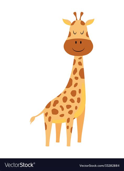 Cute Cartoon Little Giraffe Isolated On White Vector Image