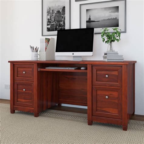 Aulander Solid Wood Home Office Executive Desk With Computer Tray