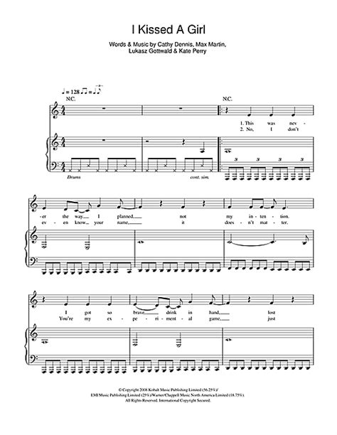 Katy Perry I Kissed A Girl Sheet Music Pdf Notes Chords Pop Score