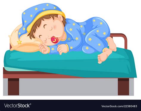 Young Child Sleeping On Bed Royalty Free Vector Image
