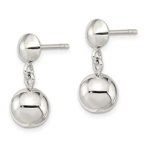 925 Sterling Silver 8mm Drop Dangle Chandelier Ball Post Stud Earrings