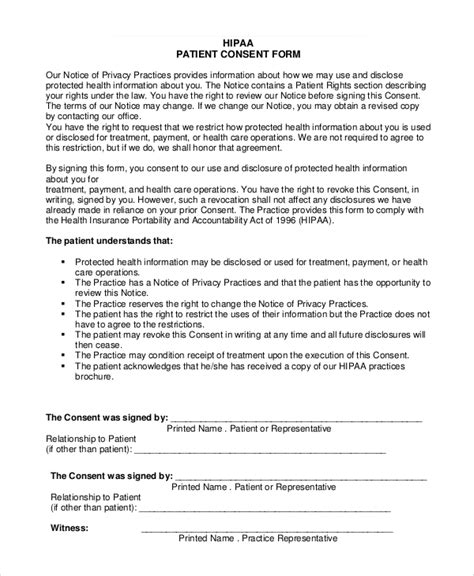 Hipaa Consent Form Template