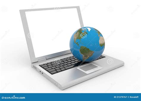 Globe On The Laptop Stock Illustration Illustration Of International
