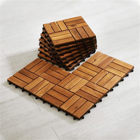 Wood Interlocking Flooring Tiles Pack Of 10 12 X 12 Totally 10