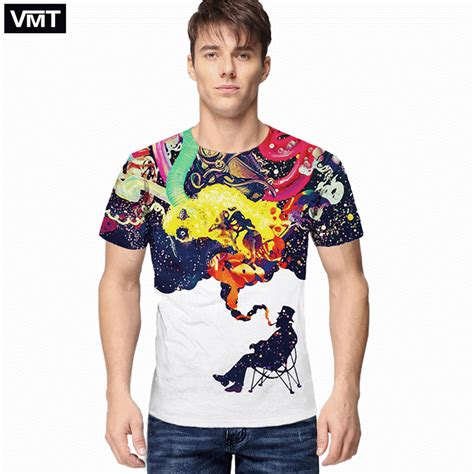 2017 New Fashion Mens Short Sleeve O Neck T Shirt Punk 3d Colorful
