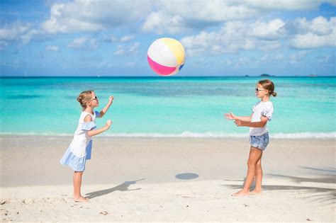 Playing With Beach Ball Stock Photos Motion Array