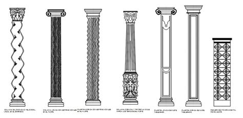 Multiple Heritage Column Elevation Blocks Drawing Details Dwg File