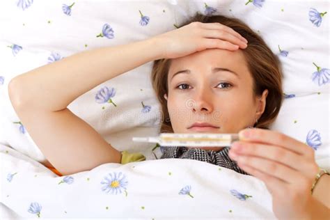 Feeling Sick And Having High Fever Stock Photo Image Of Holding