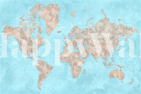 High Detail World Map Haukea Tapet Fototapet Happywall