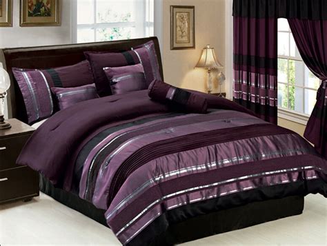 Comforter sets in queen, king and other mattress sizes can give your room a fresh look with one simple change. Purple Black Silver Stripe Chenille Comforter Set-Twin ...