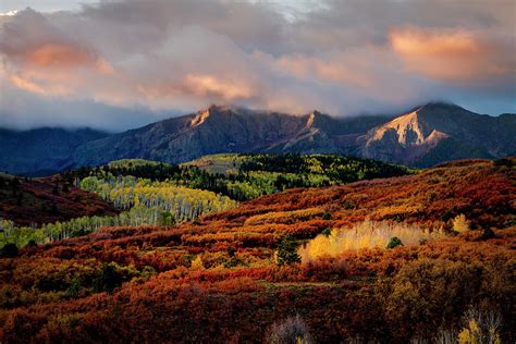 Dramatic Colorful Fall Sunrise In Colorado San Juan Mountains