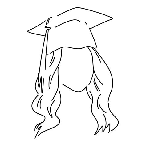 Womans Face Wearing Toga Hat Graduation In Line Art Sketch Style