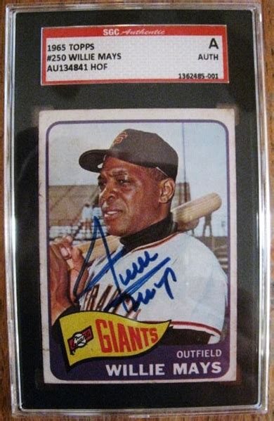 Jan 31, 2021 · willie mays' 1957 topps baseball card is fairly straightforward in design. Lot Detail - 1965 TOPPS WILLIE MAYS SIGNED BASEBALL CARD - SGC SLABBED & AUTHENTICATED