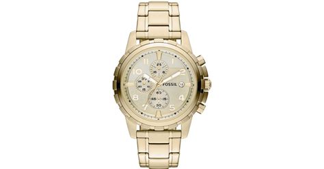 Fossil Mens Chronograph Dean Gold Tone Stainless Steel Bracelet Watch
