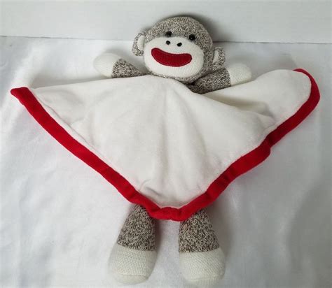 Baby Starters Sock Monkey Lovey Security Blanket 12" White ...