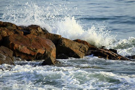 Waves Crashing Over The Rocks In Nature In Cuba Image Free Stock
