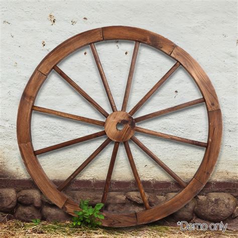 2x Decorative Garden Wooden Wagon Wheels