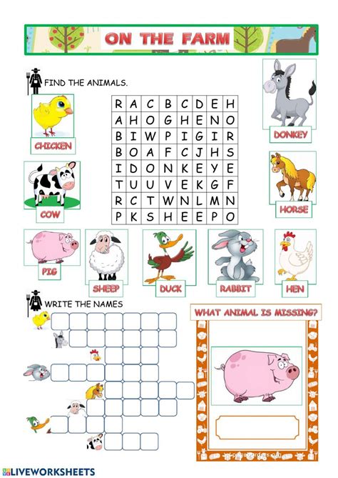 Farm Animals Interactive Worksheet Farm Animals For Kids Animal