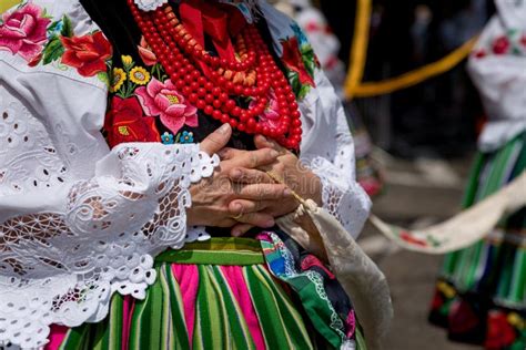 Woman Dressed In Polish National Folk Costume From Lowicz Region Stock Image Image Of