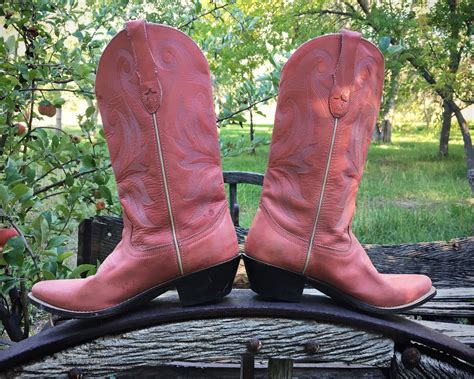 Vintage Distressed Pink Cowboy Boots For Women Size 7 M Western Fashion