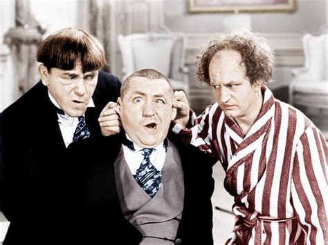 The Three Stooges From Left Moe Howard Curly Howard Larry Fine Ca 1940s Photo