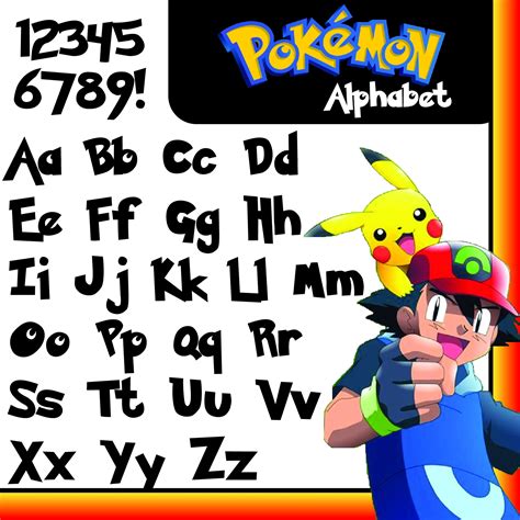 Pokemon Font Alphabet Letters Svg Png  Ttf Printable Etsy
