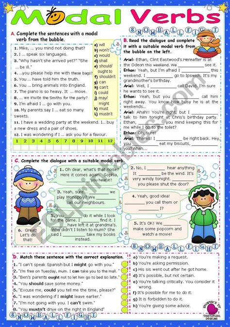 Modal Verbs Esl Worksheet By Mena