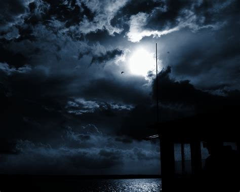 Sea Under Moon On Cloudy Sky During Night Time Hd Wallpaper Wallpaper
