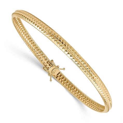 Buy 14k Yellow Gold Polished Textured Flexible Bangle Bracelet Apmex
