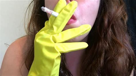 Goddess D Smoking In Yellow Rubber Gloves Youtube