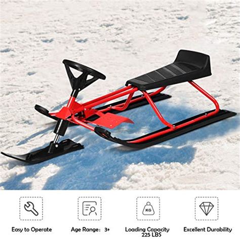 Goplus Snow Racer Sled 55 Ski Sled Slider Board With