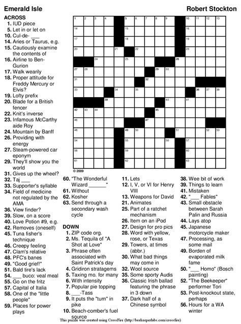 Crossword medium difficulty crossword for older kids hard crossword. Beekeeper Crosswords » Blog Archive » Puzzle #89: "Emerald Isle"