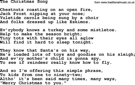 It's the 23rd day of december the kids are lying in the back sleep has wrapped around them they don't know where they're at i draped in the melancholic backdrop of december, christmas on earth is an ode and a contribution to the great tradition of christmas song. Catholic Hymns, Song: The Christmas Song - lyrics and PDF