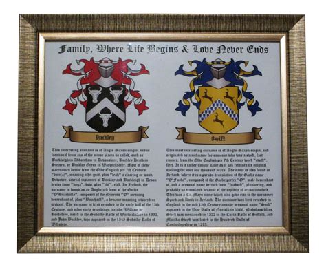 Framed Double Coat Of Arms Family Crests. Wedding by JohnsCrests