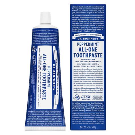Dr Bronners Peppermint All One Toothpaste Fluoride Free 140g