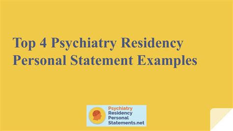 Top 4 Psychiatry Residency Personal Statement Examples By Residency