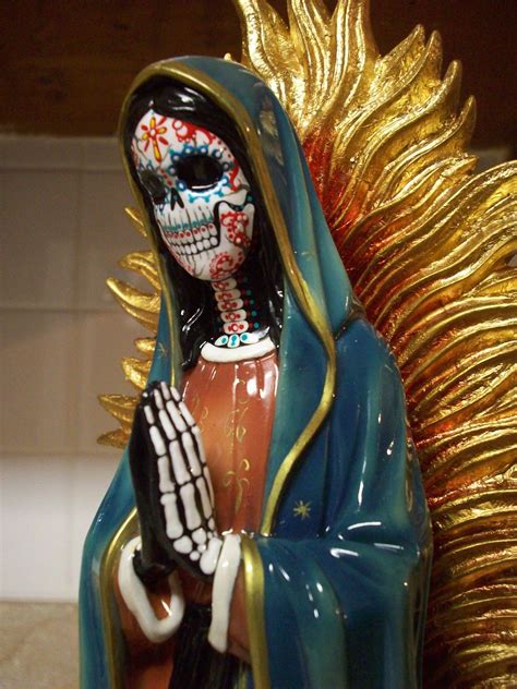 Day Of The Dead Guadalupe Virgin Mary Figure Figurine Sugar Skull