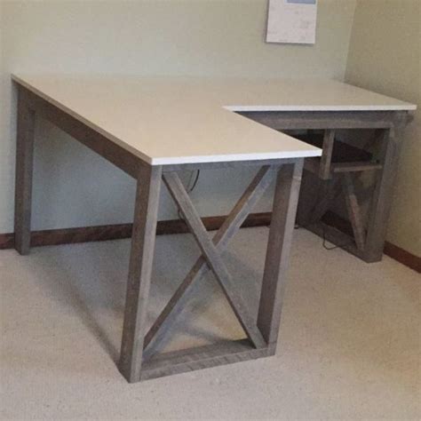 L Shaped Double X Desk Handmade Haven Diy Wood Desk Diy Corner