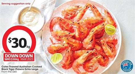 Coles Thawed Australian Cooked Black Tiger Prawns Extra Large Offer At