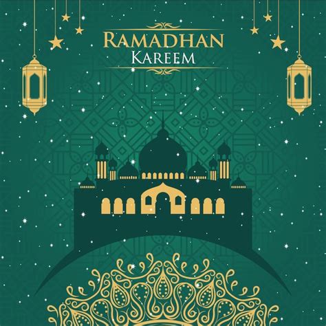 Ramadhan Kareem Of The Green Background Premium Vector