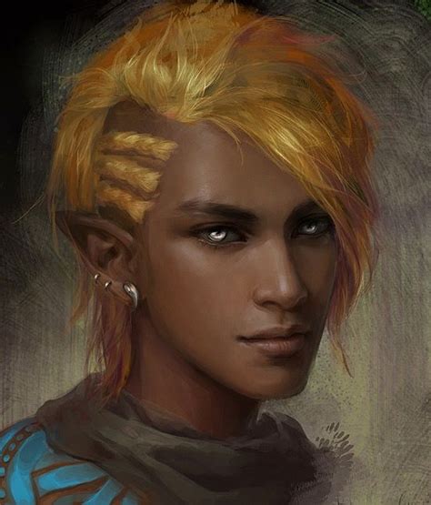 dark skin with blonde hair is the norm fantasy portraits fantasy male character art
