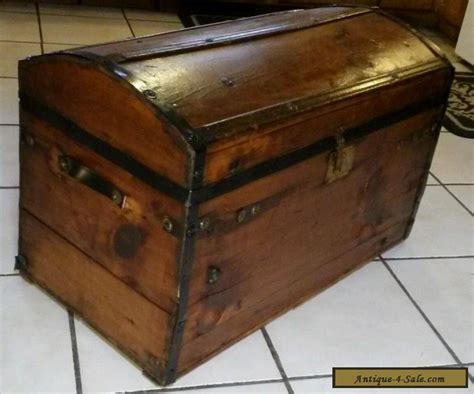 1800s Antique Civil War Stagecoach Steamer Trunk Chest For Sale In