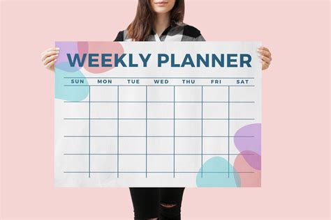 Colorful Weekly Calendar A3 Monthly Weekly Planner Printable Etsy
