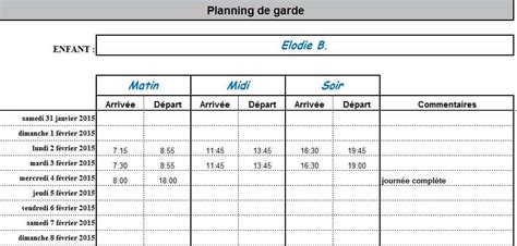 Exemple Planning Pour Nounou