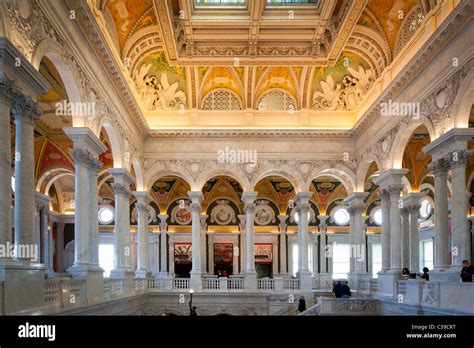 The Grand Hall Of The Library Of Congress Building In Washington Dc